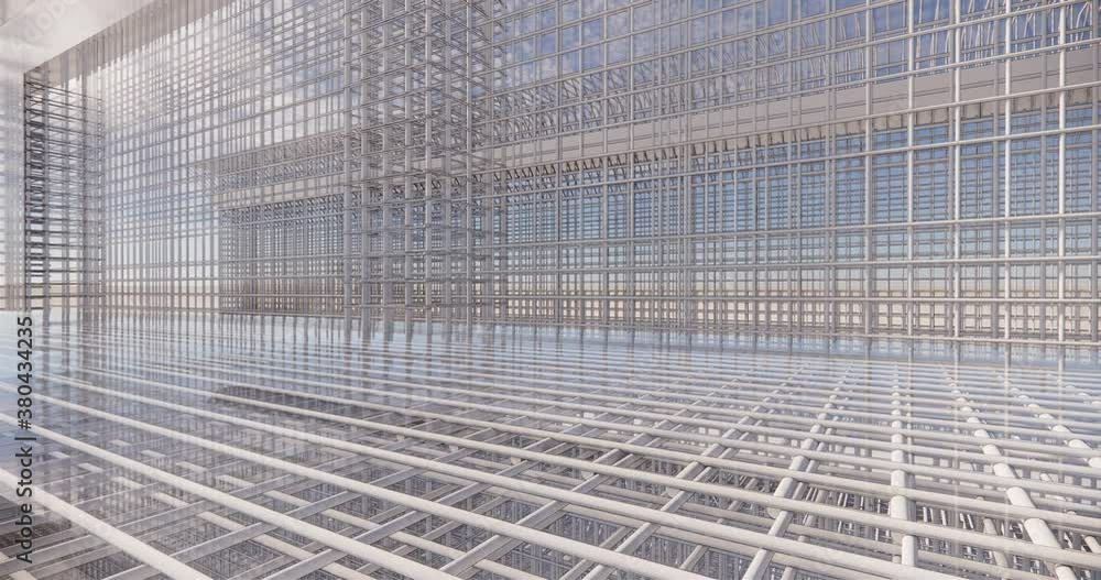 Poster 3d bim model of reinforcement framework of the building