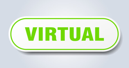 virtual sign. rounded isolated button. white sticker