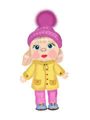 girl with blue eyes in autumn spring clothes