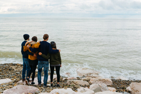 Group of friend looking the sea