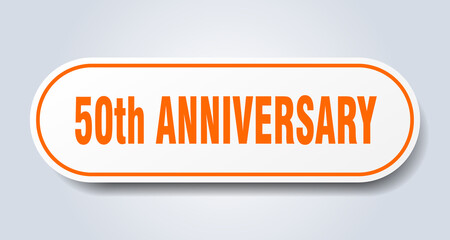 50th anniversary sign. rounded isolated button. white sticker