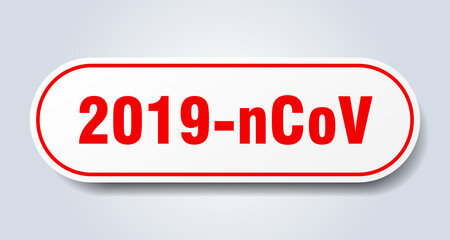 2019-ncov sign. rounded isolated button. white sticker