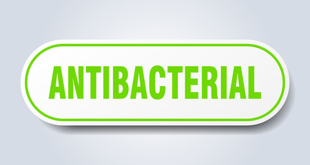antibacterial sign. rounded isolated button. white sticker