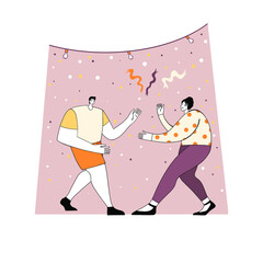 Happy people celebrate an important event. Joyful emotion. Flat vector illustration in cartoon style. Holiday