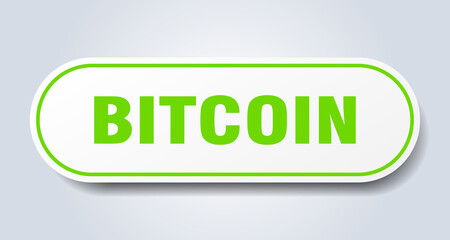 bitcoin sign. rounded isolated button. white sticker