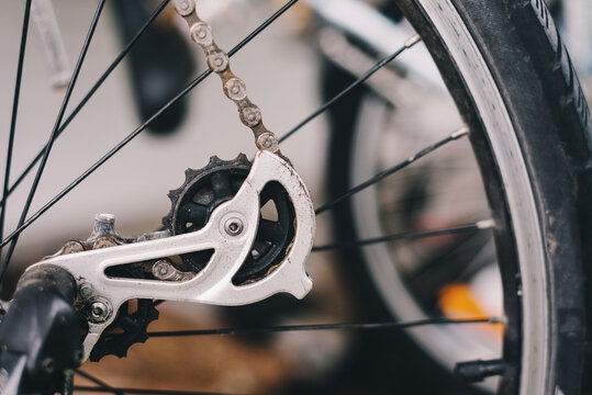 bike part, chain in gear cog