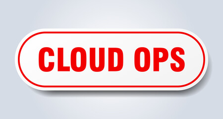 cloud ops sign. rounded isolated button. white sticker
