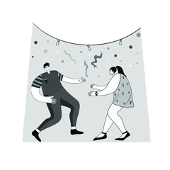Happy people celebrate an important event. Joyful emotion. Flat vector illustration in cartoon style. Holiday