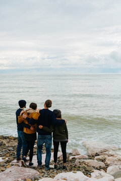 Group of friend looking the sea