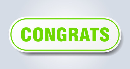 congrats sign. rounded isolated button. white sticker
