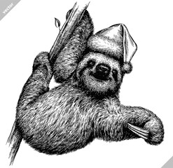 black and white engrave isolated sloth vector illustration © Turaev