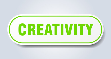 creativity sign. rounded isolated button. white sticker