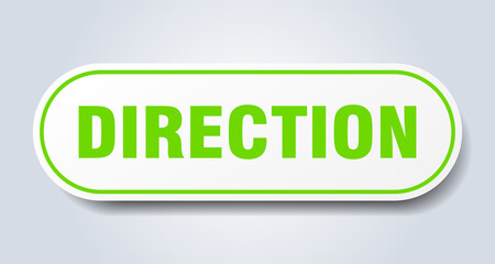 direction sign. rounded isolated button. white sticker