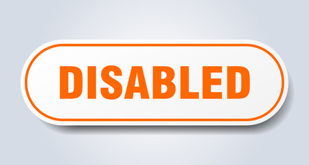 disabled sign. rounded isolated button. white sticker