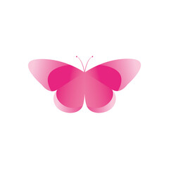 pink butterfly icon, flat style