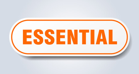 essential sign. rounded isolated button. white sticker