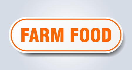 farm food sign. rounded isolated button. white sticker