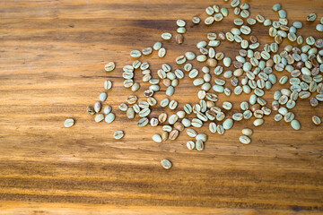 green coffee on wooden table