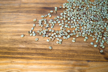 green coffee on wooden table