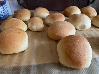 Bread Rolls, home made, Backing fresh bread close up 