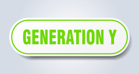 generation y sign. rounded isolated button. white sticker