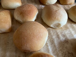 Bread Rolls, home made, Backing fresh bread close up 