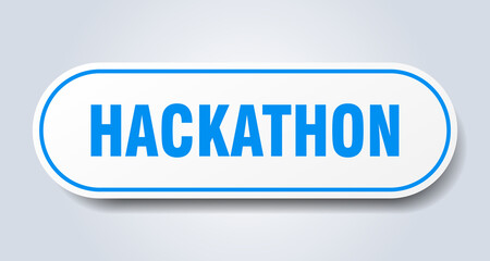 hackathon sign. rounded isolated button. white sticker