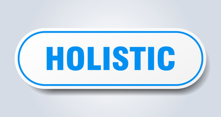 holistic sign. rounded isolated button. white sticker