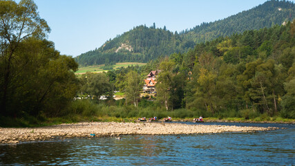 Traditional rafting on the Dunajec Gorge, Pieniny, Poland,