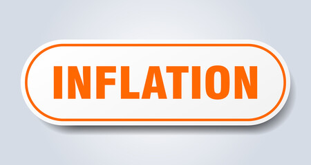 inflation sign. rounded isolated button. white sticker