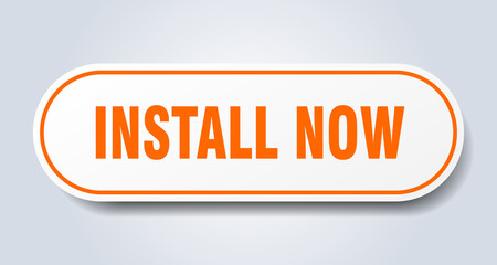 install now sign. rounded isolated button. white sticker