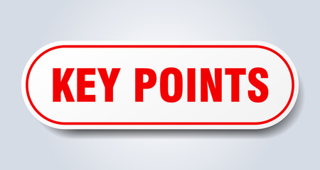 key points sign. rounded isolated button. white sticker