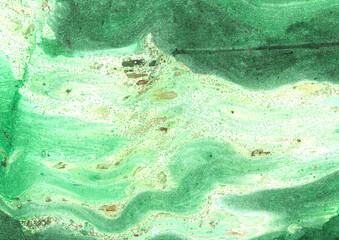 Texture of green and yellow watercolor spots on white paper