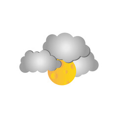 gray clouds and full moon icon, colorful design