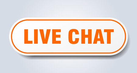 live chat sign. rounded isolated button. white sticker
