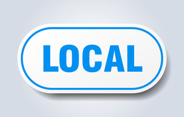 local sign. rounded isolated button. white sticker