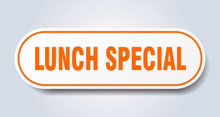 lunch special sign. rounded isolated button. white sticker