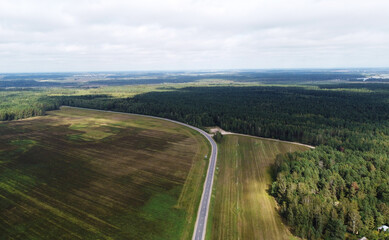 Top view of a large agricultural field. Landscape from above