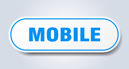 mobile sign. rounded isolated button. white sticker