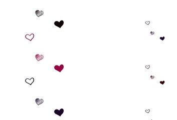 Light Blue, Red vector background with hearts.