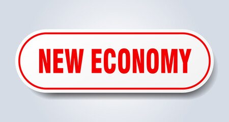 new economy sign. rounded isolated button. white sticker