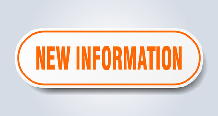 new information sign. rounded isolated button. white sticker