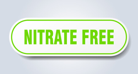 nitrate free sign. rounded isolated button. white sticker
