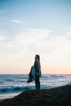 Beach Walk At Sunset
