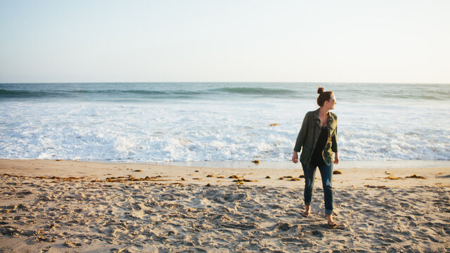 Beach Walk At Sunset