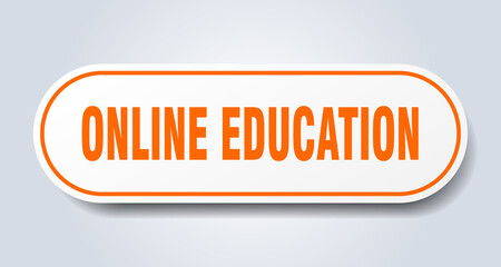 online education sign. rounded isolated button. white sticker