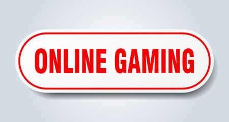online gaming sign. rounded isolated button. white sticker