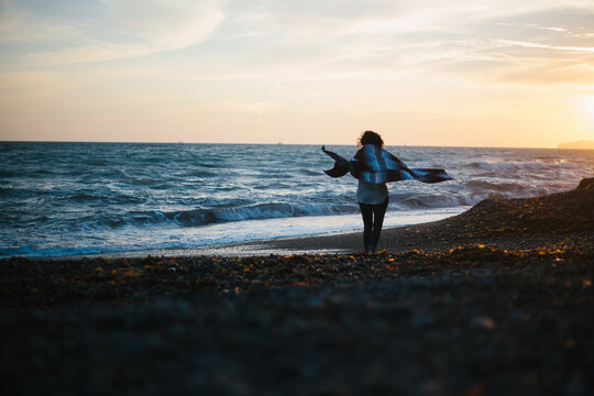 Beach Walk At Sunset