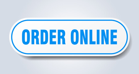 order online sign. rounded isolated button. white sticker