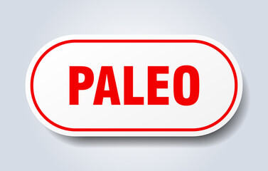 paleo sign. rounded isolated button. white sticker